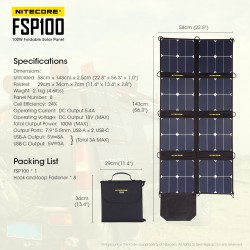 NITECORE FSP100 panneaux solaires portables USB output 350,00 €